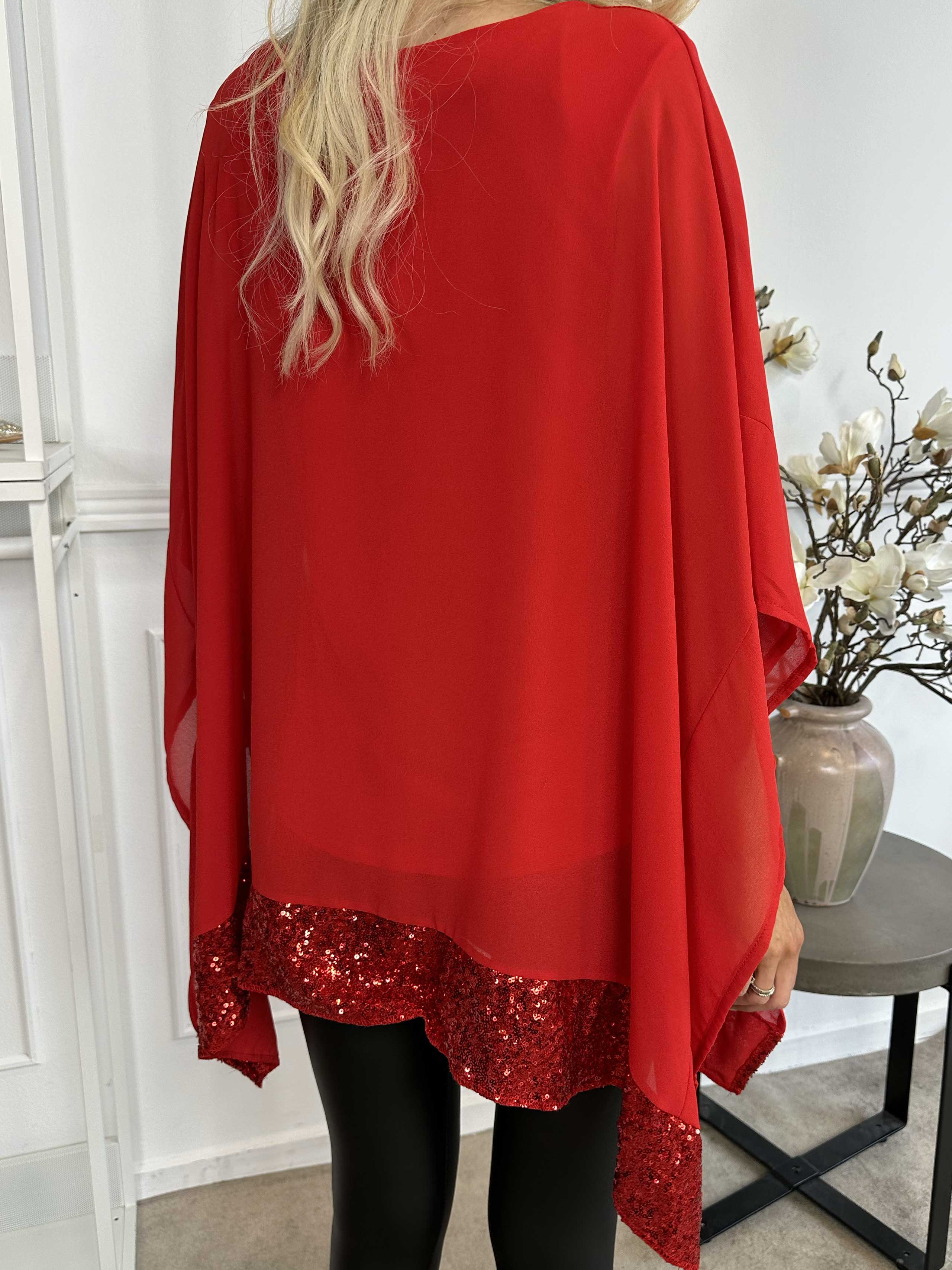 Julie - Chiffongtunika i lager med paljettkant